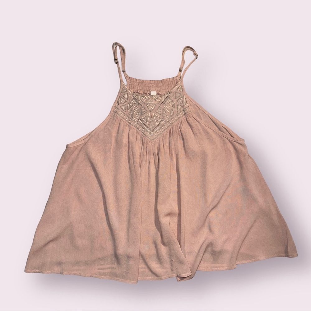 Aeropostale‎ Flowy Embroidered Pink And Gray Top Women's Size S